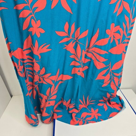 Old Navy Hawaiian Halter Maxi Shift Dress in Teal Coral Pink Floral - Picture 5 of 10